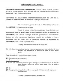 NOTIFICAÇÃO EXTRAJUDICIAL - Trabalho acadêmico - michelledecastro NOTIFICAÇÃO EXTRAJUDICIAL - Trabalho acadêmico - michelledecastro