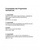 Propriedades das Progressões Geométricas