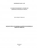 Analise critica do sistema de gestão de segurança e saúde no trabalho