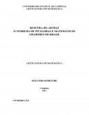 RESENHA DO ARTIGO O TEOREMA DE PITÁGORAS E MATEMÁTICOS AMADORES DO BRASIL