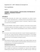 CONCRETO. TIPOS DE CONCRETO. ESPECIFICAÇÕES E PROPRIEDADES DO CONCRETO. DOSAGEM DO CONCRETO (AGNELLI, N)