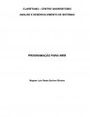 ANÁLISE E DESENVOLVIMENTO DE SISTEMAS PROGRAMAÇÃO PARA WEB