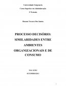 PROCESSO DECISÓRIO: SIMILARIDADES ENTRE AMBIENTES ORGANIZACIONAIS E DE CONSUMO