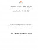 PROJETO INTERDISCIPLINAR APLICADO A TECNOLOGIA EM GESTÃO PUBLICA I - PROINTER I