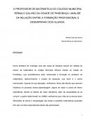 ANÁLISE DA RELAÇÃO ENTRE A FORMAÇÃO PROFISSIONAL E DESEMPENHO DOS ALUNOS.