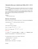 Matemática Básica para Administração Pública 2012/ 2– EP 10