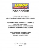 RELATO DE OBSERVAÇÃO E PROJETO DE TRABALHO – APROVEITAMENTO PEDAGÓGICO DE UM AMBIENTE NÃO ESCOLAR