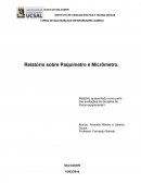 Relatório sobre Paquímetro e Micrometro