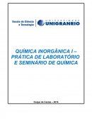 QUÍMICA INORGÂNICA I – PRÁTICA DE LABORATÓRIO