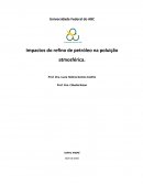 Impactos do refino de petróleo na poluição atmosférica.