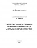 PROPOSTA PARA IMPLEMENTAÇÃO DE SISTEMA DE GESTÃO AMBIENTAL