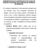 APRESENTAÇÃO DO ANTEPROJETO DO PLANO DE CARGOS E SALÁRIOS DOS AGENTES DE TRÂNSITO DE MINEIROS