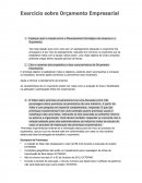 Exercício sobre Orçamento Empresarial