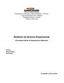 Relatório de Química Experimental (Processos Gerais de Separação de Misturas)