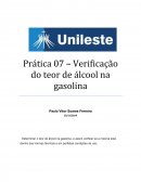 VERIFICAÇÂO DO TEOR DE ALCOOL NA GASOLINA.