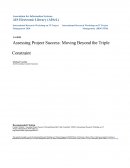 Assessing Project Success Moving Beyond the Triple Constraint 2010