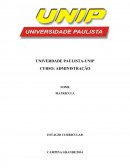 Estágio Curricular III, Apresentado Como Exigência para Graduação em Administração