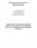 ANÁLISE QUANTITATIVA E QUALITATIVA DOS ARTIGOS REFERENTE A “PRODUÇÃO MAIS LIMPA E ECOEFICIÊNCIA” DENTRO DA GESTÃO AMBIENTAL APLICADA À ENGENHARIA DE PRODUÇÃO