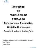 Behaviorismo, Psicanálise, Gestalt e Humanismo Possibilidades e limitações