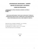 DISCIPLINAS NORTEADORAS: PSICOLOGIA DA EDUCAÇÃO E TEORIAS DA APRENDIZAGEM; REDES SOCIAIS E COMUNICAÇÃO; LÍNGUA BRASILEIRA DE SINAIS, RESPONSABILIDADE SOCIAL E MEIO AMBIENTE E DIDÁTICA.