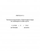 A Técnicas de Aquecimento e Determinação da Água de Cristalização do Sulfato Cúprico