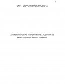 AUDITORIA INTERNA E A IMPORTÂNCIA DA AUDITORIA NO PROCESSO DECISÓRIO DAS EMPRESAS