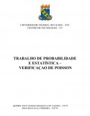 TRABALHO DE PROBABILIDADE E ESTATÍSTICA – VERIFICAÇAO DE POISSON