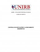 CONTROLE DE EDIFICAÇÕES E LICENCIAMENTO URBANÍSTICO