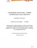 DISCIPLINAS NORTEADORAS: CIÊNCIAS SOCIAIS, ECONOMIA, RESPONSABILIDADE SOCIAL E MEIO AMBIENTE, TEORIA DA CONTABILIDADE E TEORIAS DA ADMINISTRAÇÃO