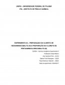 PREPARAÇÃO DO CLORETO DE HEXAAMINOCOBALTO (III) E PREPARAÇÃO DO CLORETO DE PENTAAMINOCLOROCOBALTO