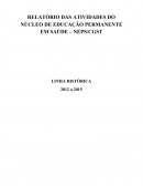 RELATÓRIO DAS ATIVIDADES DO NÚCLEO DE EDUCAÇÃO PERMANENTE EM SAÚDE