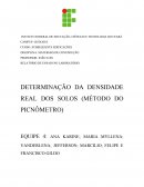 RELATÓRIO DE ENSAIO NO LABORATÓRIO DETERMINAÇÃO DA DENSIDADE REAL DOS SOLOS (MÉTODO DO PICNÔMETRO)