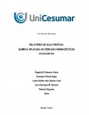 RELATÓRIO DE AULA PRÁTICA: QUÍMICA APLICADA AS CIÊNCIAS FARMACÊUTICAS ESTEQUIOMETRIA