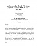 Análise do Artigo - Gestão Tributaria: Aplicada a Empresa Optante pelo Lucro Real