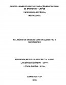 RELATÓRIO DE MEDIDAS COM O PAQUIMETRO E MICRÔMETRO