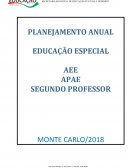 PLANEJAMENTO ANUAL EDUCAÇÃO ESPECIAL AEE APAE SEGUNDO PROFESSOR