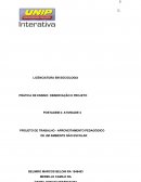 PROJETO DE TRABALHO - APROVEITAMENTO PEDAGÓGICO DE UM AMBIENTE NÃO ESCOLAR