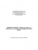 RESENHA DO ARTIGO: Trabalho em equipe: um desafio para a consolidação da estratégia de saúde da família