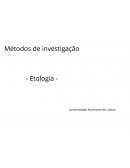 Métodos de Investigação em Etologia