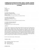 COMBUSTION INVESTIGATIONS USING A DIESEL ENGINE CONVERTED ON OTTO CYCLE RUNNING WITH HYDROUS ETHANOL