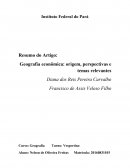 Geografia econômica: Origem, perspectivas e temas relevantes