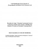 Resenha do Artigo “Cláusulas Contratuais Gerais e Contrato de Adesão como Técnica e Metódica das Relações Privadas na Sociedade Contemporânea”