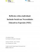Reflexão crítica individual: Inclusão Social nas Necessidades Educativas Especiais