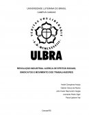 REVOLUÇÃO INDUSTRIAL ACERCA DE EFEITOS SOCIAIS, SINDICATOS E MOVIMENTO DOS TRABALHADORES