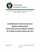 DETERMINAÇÃO DE METAIS EM ÁGUA MINERAL EMPREGANDO ESPECTROSCOPIA DE EMISSÃO ATÔMICA DE PLASMA DE MICRO-ONDAS (MP AES)