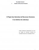 O Papel dos Gerentes de Recursos Humanos e os Estilos de Liderança