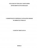 A ADMINISTRAÇÃO DE EMPRESAS E AS RELAÇÕES HUMANAS