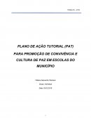 PLANO DE AÇÃO TUTORIAL (PAT) PARA PROMOÇÃO DE CONVIVÊNCIA E CULTURA DE PAZ EM ESCOLAS DO MUNICÍPIO