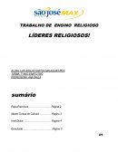 TRABALHO DE ENSINO RELIGIOSO LÍDERES RELIGIOSOS