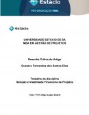 Trabalho da Disciplina Seleção e Viabilidade Financeira de Projetos